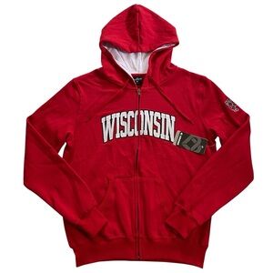 NWT Colosseum Wisconsin Badgers Embroidered Full Zip Hooded Sweatshirt Sz Medium
